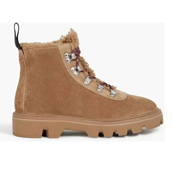$650 RAG & BONE Quest shearling-lined suede ankle boots HIKING BROWN 40 (MG10)